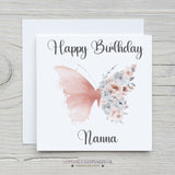 Personalised Birthday Card - Green Floral Butterfly