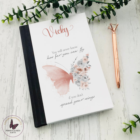 Personalised Butterfly Positivity Notebook,  Self Care Journal