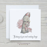 Personalised Sympathy Card - Baby Loss Pink Angel Bunny