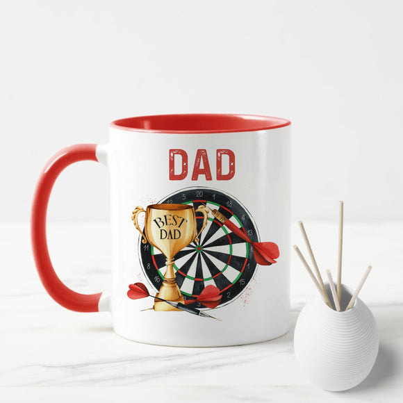 Personalised Best Dad Dartboard Mug, Fathers Day Cup, Sporting Gift, Home Decor