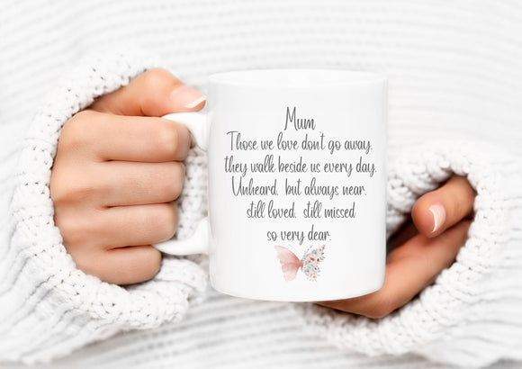 Personalised Memorial Mug, Pink Green Butterfly Gifts, Remembering Loved Ones, Condolences Gift, In Loving Memory, Home Decor