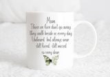 Personalised Memorial Mug, Pink Green Butterfly Gifts, Remembering Loved Ones, Condolences Gift, In Loving Memory, Home Decor