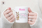 Personalised Cancer Awareness Mug, Pink Ribbon Mascot Gift, Mental Health awareness, Gifts For Her, Letterbox Gift