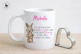 Personalised Cancer Awareness Mug, Pink Ribbon Mascot Gift, Mental Health awareness, Gifts For Her, Letterbox Gift