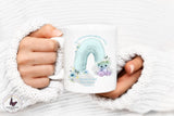 Personalised Blue Baby Loss Mug, Rainbow Angel baby Keepsake Gift, Condolences Bereavement Sympathy Gift, In Loving Memory, Born Sleeping