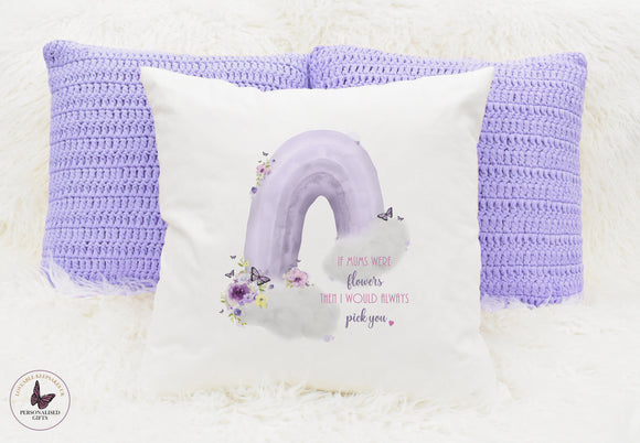 Personalised Mother’s Day Cushion, Flower Butterfly Rainbow Gifts, Gift For Mum Mam Grandma Nana