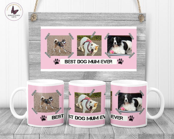 Personalised Pet Photo Mug - Pink Paw Prints