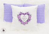 Personalised Purple Rose Heart Cushion, Keepsake Gifts, In Loving Memory, Sympathy Bereavement Condolence Gift, Gift For Her