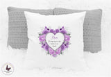 Personalised Purple Rose Heart Cushion, Keepsake Gifts, In Loving Memory, Sympathy Bereavement Condolence Gift, Gift For Her
