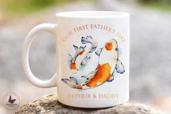 Our First Father's Day Mug, Personalised Fathers Day Gift,  Birthday Gifts, Fishing Gifts, New Parents Gift, 11oz Ceramic White Mug