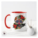 Personalised Floral Skull Mug, Tattoo Theme Gifts, Motivational Gift, Gift For Friends