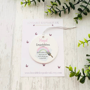 Personalised Graduation Bauble, Congratulations on Your Graduation, Pastel Rainbow Gift, Graduation Gifts, University Gifts