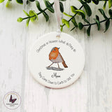 Personalised Christmas Robbin Bauble, Memorial Condolence Bauble, Ceramic Hanging Decoration, Remembering Loved Ones, Gift For Him Her