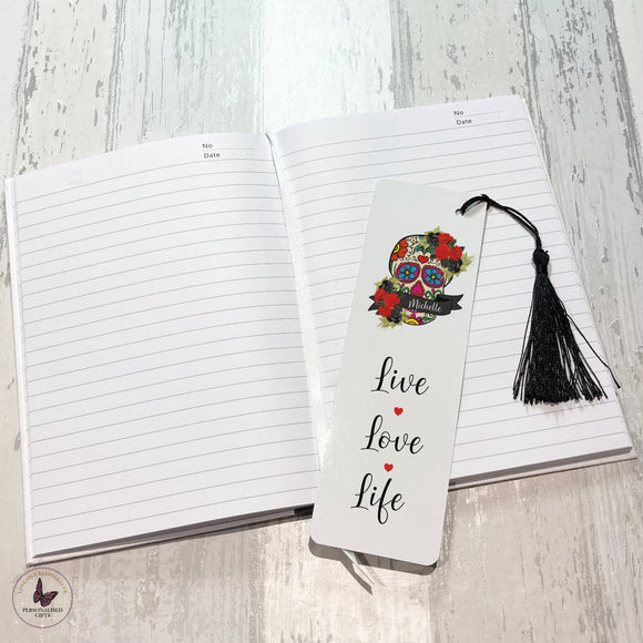 Personalised Floral Skull Bookmark, Tattoo Lovers, Motivational Gift, Gift For Friends, Letterbox Gift