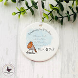 Personalised Robin Remembering You At Christmas Bauble, Tree Decoration, Keepsake Gift, Memorial Bauble, Christmas Ornament