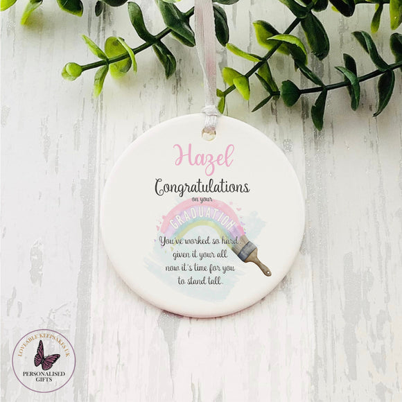 Personalised Graduation Bauble, Congratulations on Your Graduation, Pastel Rainbow Gift, Graduation Gifts, University Gifts