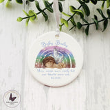 Personalised Rainbow Angel Baby Bauble, Miscarriage Gift, Ceramic Hanging Decoration, Memorial Condolence Gifts, Baby Loss Keepsake