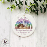 Personalised Rainbow Angel Baby Bauble, Miscarriage Gift, Ceramic Hanging Decoration, Memorial Condolence Gifts, Baby Loss Keepsake