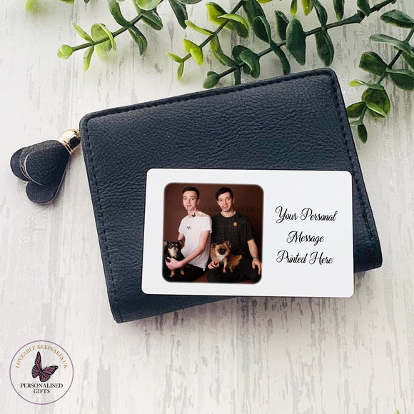 Personalised Photo & Message Metal Insert Card, Purse Wallet Card, Keepsake Gifts, Pocket Token, Anniversary Gifts