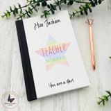 Thank You Teacher Gift, Personalised A5 Notebook, Teacher Gift Ideas, End Of Term Gifts, Leaving Present, Gift Ideas For Her