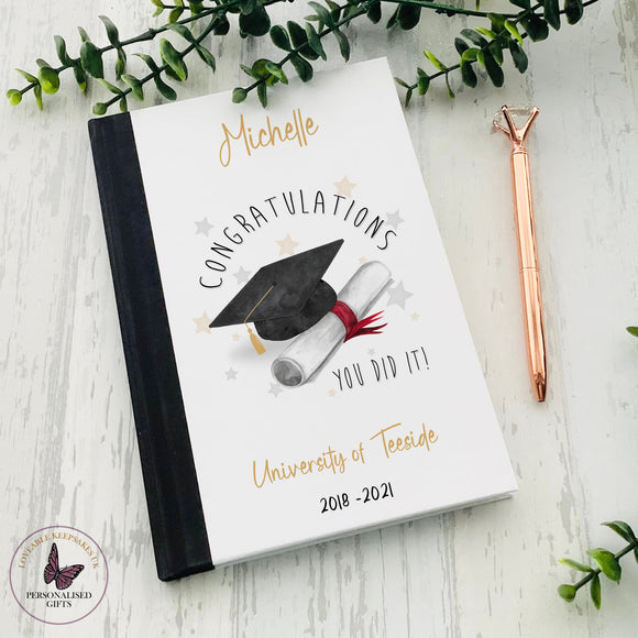 Personalised Graduation Notebook, Class Of 2022, University Gifts, Graduate Gift For Her Him, Well Done Gift, Passed Your Degree, A5 Journal