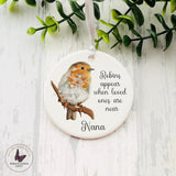 Remembrance Robin Bauble, Hanging Tree Decoration, Robins Flowers Gift, personalised Ornament, Christmas Robin Keepsake, Bereavement Gifts