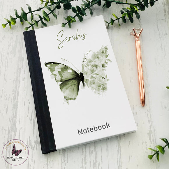 Personalised Notebook, Motivational Gifts, Green Butterfly Gift, Teacher Gift, Journal Stationery, Birthday Gift For Her