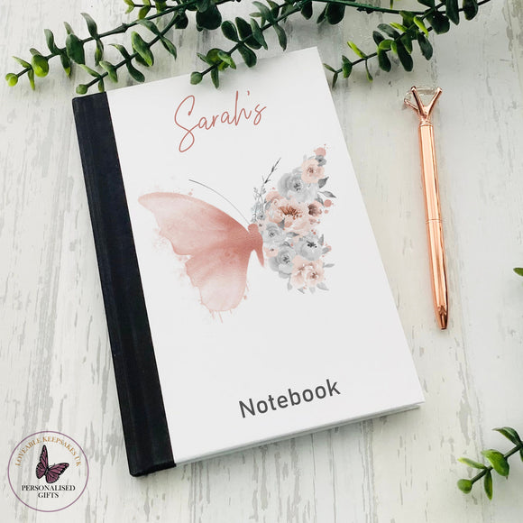 Personalised Notebook, Motivational Gifts, Pink Butterfly Gift, Teacher Gift, Journal Stationery