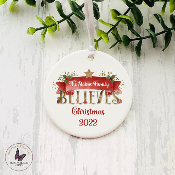 Personalised Ceramic Christmas Bauble, Believe In The Magic Gift, Gifts For Christmas, Stocking Filler, Hanging Christmas Ornament