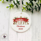 Personalised Ceramic Christmas Bauble, Believe In The Magic Gift, Gifts For Christmas, Stocking Filler, Hanging Christmas Ornament