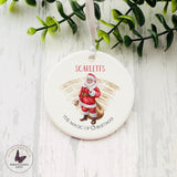 Personalised Ceramic Christmas Bauble, Father Christmas Gold Rainbow, Gifts For Christmas, Stocking Filler, Hanging Christmas Ornament