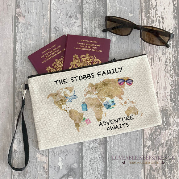 Personalised Passport Holder, Travel Accessories, Family Passport Pouch, Holiday Document Organiser, Travel Purse, Gift For Family