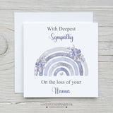 Personalised Sympathy Card -  Floral Lilac Rainbow