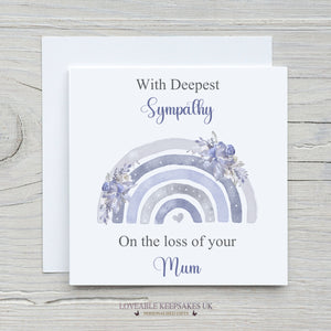 Personalised Sympathy Card -  Floral Lilac Rainbow