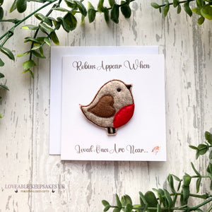 Robin Brooch & Card - Condolences Gift